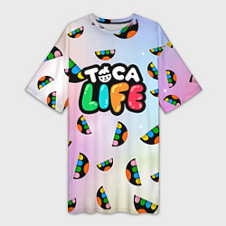 Футболка женская длинная Toca Life: Smile Logo, цвет: 3D-принт