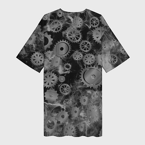 Женская длинная футболка Механизм и дым, стимпанк / 3D-принт – фото 2
