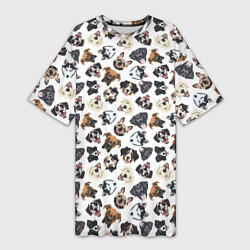 Женская длинная футболка Разные Породы Собак