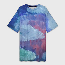 Женская длинная футболка Гуашевые облака