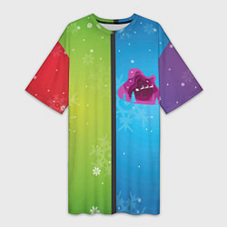Женская длинная футболка Цветное рождество Snowflake