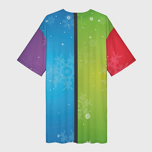 Женская длинная футболка Цветное рождество Snowflake / 3D-принт – фото 2