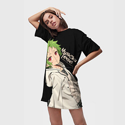 Футболка женская длинная Реинкарнация безработного - Сильфи, цвет: 3D-принт — фото 2