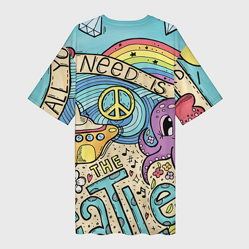 Женская длинная футболка All you need is The Beatles / 3D-принт – фото 2