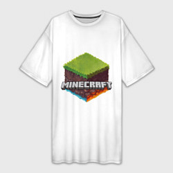 Футболка женская длинная Minecraft кубик, цвет: 3D-принт