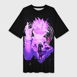 Футболка женская длинная Магическая битва: Сатору Годжо, цвет: 3D-принт