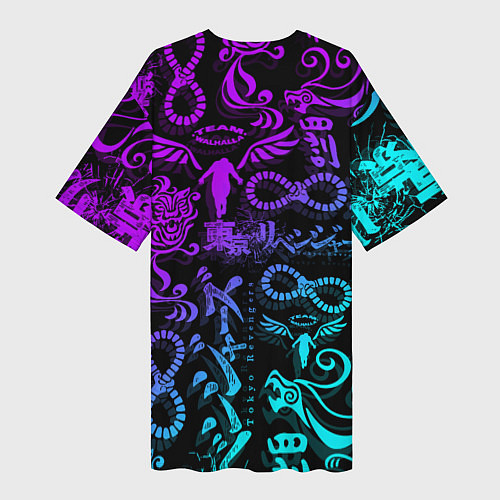 Женская длинная футболка ТАТУ ТОКЙСКИЕ МСТИТЕЛИ НЕОН / 3D-принт – фото 2