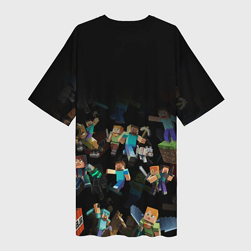 Женская длинная футболка МАЙНКРАФТ ПАТТЕРН ПЕРСОНАЖИ ИГРЫ / 3D-принт – фото 2