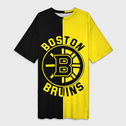 Футболка женская длинная Boston Bruins, Бостон Брюинз, цвет: 3D-принт