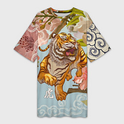 Женская длинная футболка Китайский тигр Символ 2022 года