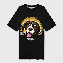 Женская длинная футболка Бигль Beagle