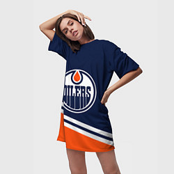 Футболка женская длинная Edmonton Oilers Эдмонтон Ойлерз, цвет: 3D-принт — фото 2