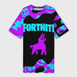 Женская длинная футболка FORTNITE MARSHMELLO NEON НЕОН