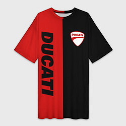 Женская длинная футболка DUCATI BLACK RED BACKGROUND