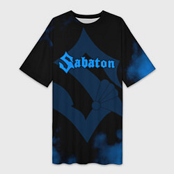 Женская длинная футболка Sabaton синий дым