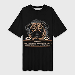 Женская длинная футболка Собака Мопс