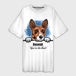 Женская длинная футболка Собака Басенджи