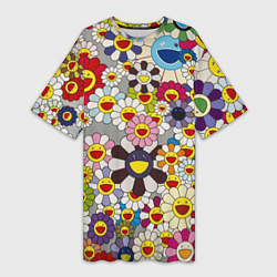 Женская длинная футболка Flower Superflat, Такаши Мураками