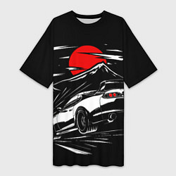 Женская длинная футболка Toyota Supra: Red Moon