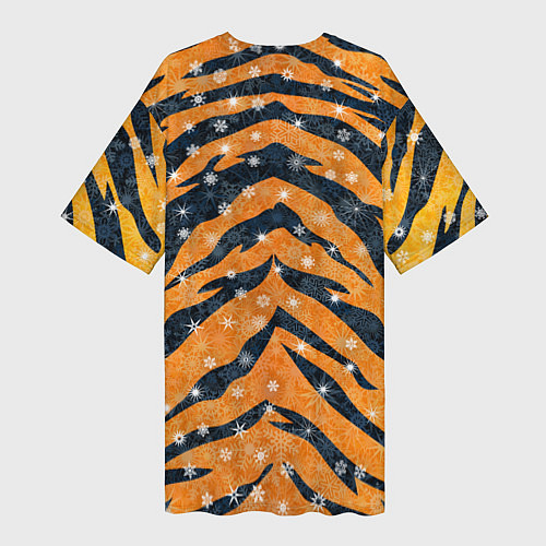 Женская длинная футболка Новогодняя шкура тигра / 3D-принт – фото 2