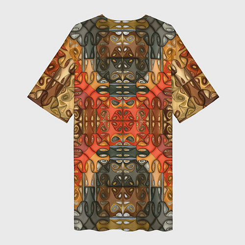 Женская длинная футболка Коллекция Фрактальная мозаика Оранжевый / 3D-принт – фото 2