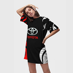 Футболка женская длинная Автомобиль Toyota, цвет: 3D-принт — фото 2