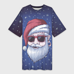 Футболка женская длинная САНТА ХИПСТЕР SANTA HIPSTER, цвет: 3D-принт