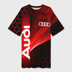 Женская длинная футболка AUDI АУДИ SPORT СПОРТ RED AND BLACK