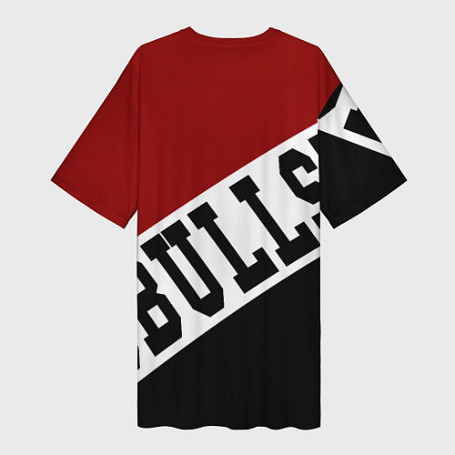 Женская длинная футболка Чикаго Буллз, Chicago Bulls, SPORT / 3D-принт – фото 2