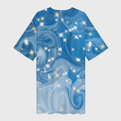 Женская длинная футболка Голубая метелица / 3D-принт – фото 2