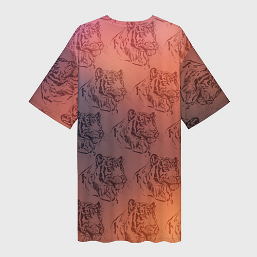 Женская длинная футболка Тигровый паттерн / 3D-принт – фото 2