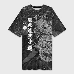 Женская длинная футболка Токийский Дракон Иероглифы Dragon Japan
