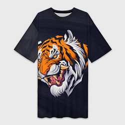 Женская длинная футболка Саблезубый тигр голова