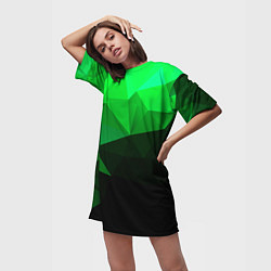 Футболка женская длинная Изумрудный Зеленый Геометрия, цвет: 3D-принт — фото 2