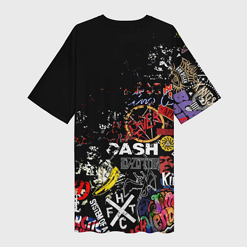 Женская длинная футболка КОРОЛЬ И ШУТ ЛОГО РОК ГРУПП / 3D-принт – фото 2