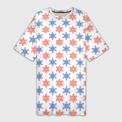 Женская длинная футболка Снежинки паттернsnowflakes pattern