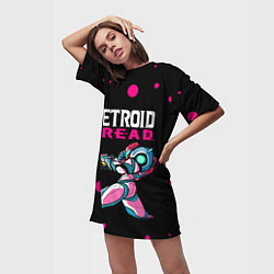 Футболка женская длинная Metroid Метроид, цвет: 3D-принт — фото 2
