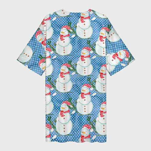 Женская длинная футболка Много снеговиков / 3D-принт – фото 2