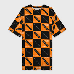 Женская длинная футболка Black Orange Squares