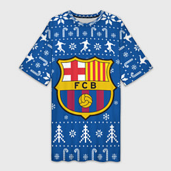 Женская длинная футболка Барселона Новогодний