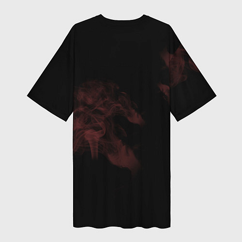Женская длинная футболка Череп Красно-черный / 3D-принт – фото 2