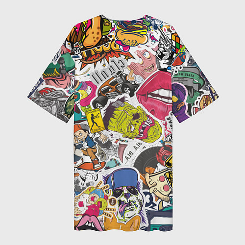 Женская длинная футболка Стикербомбинг с тигром / 3D-принт – фото 2