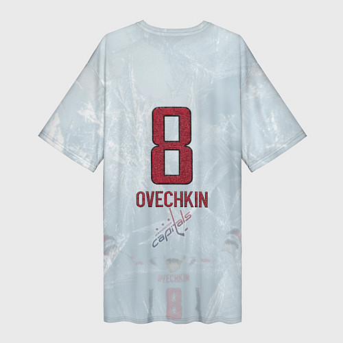 Женская длинная футболка Washington Capitals Ovi8 Grey Ice theme / 3D-принт – фото 2