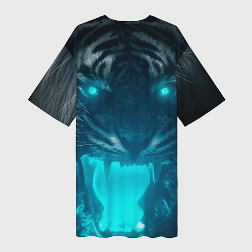 Женская длинная футболка Неоновый водяной тигр 2022 / 3D-принт – фото 2