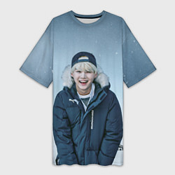 Футболка женская длинная MIN YOONGI BTS WINTER, цвет: 3D-принт