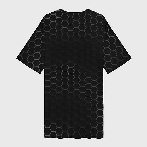 Женская длинная футболка Тигр черно-белый соты / 3D-принт – фото 2