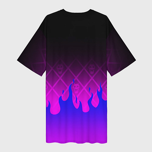 Женская длинная футболка JOJO KILLER QUEEN КОРОЛЕВА УБИЙЦА FIRE STYLE / 3D-принт – фото 2