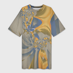 Женская длинная футболка Орхидеи Небо и песок Абстракция 403-1