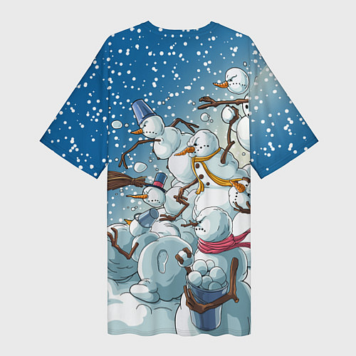 Женская длинная футболка Боевые снеговики: атака / 3D-принт – фото 2