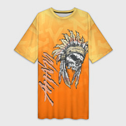 Футболка женская длинная Краснокожий, цвет: 3D-принт